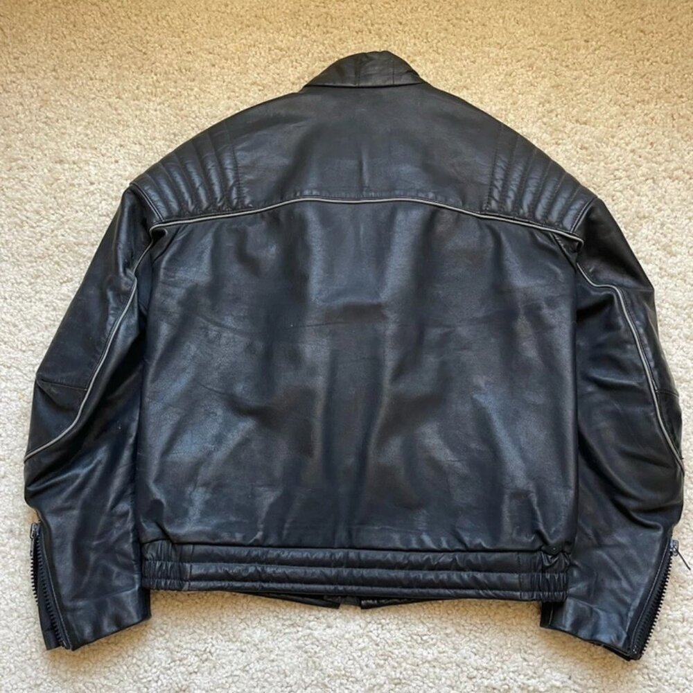 BMW Collection leather biker jacket Vintage 1980s Made in Germany Size US Small - Picture 2 of 7